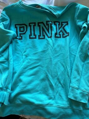 PINK Victoria's Secret Teal Blue Crewneck Sweatshirt